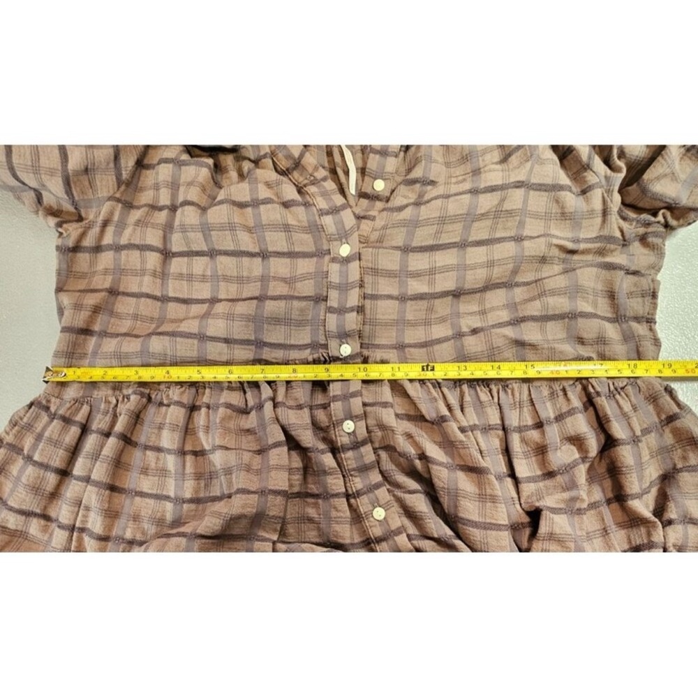 Free People Womens S Oversized Brown Plaid Prairie Edie Maxi Dress - Picture 8 of 10
